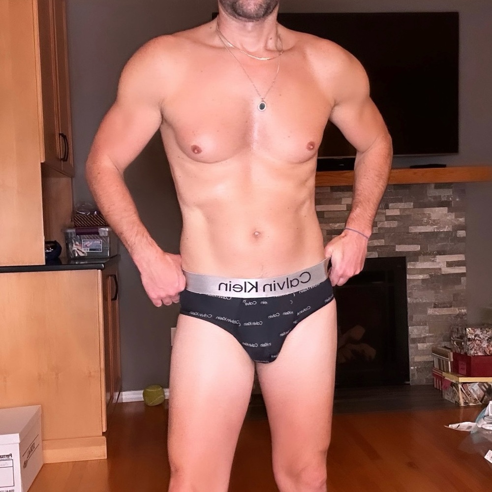 Calvin Klein | Brushed Microfiber Stretch Hip Brief in Black Logo Print (Small) - Picture 2 of 15